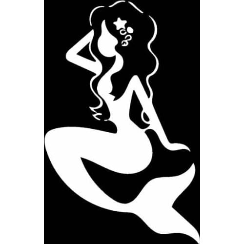 7.7*12.1CM Charming Beautiful Mermaid Girl Car Sticker Fashion Design Black/Silver Zero Defect Vinyl Decal C20-0645
