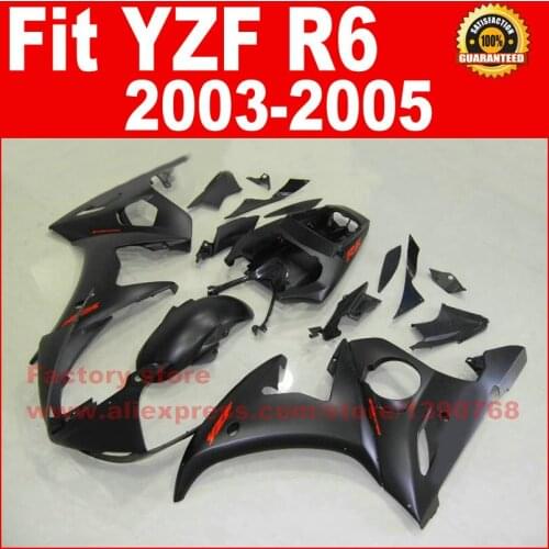 ABS plastic motorcycle parts for YAMAHA R6 fairing kits 2003 2004 2005 matte black YZF R6 03 04 05 fairings set kit