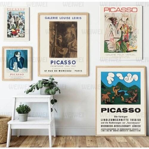 Abstract Vintage Painting Pablo Picasso Exhibition Canvas Posters and Prints Museum Modern Gallery Wall Art Picture Home Decor