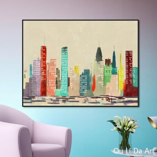 No frame abstract building personality canvas printings oil paintings printed on canvas living room wall art decoration picture
