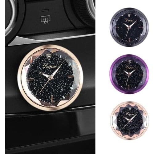 Car Decoration Clock Car Mini Digital Clock Sticker Electronic Car Accessories Interior Glass Metal 3.5cm Paste Ornament