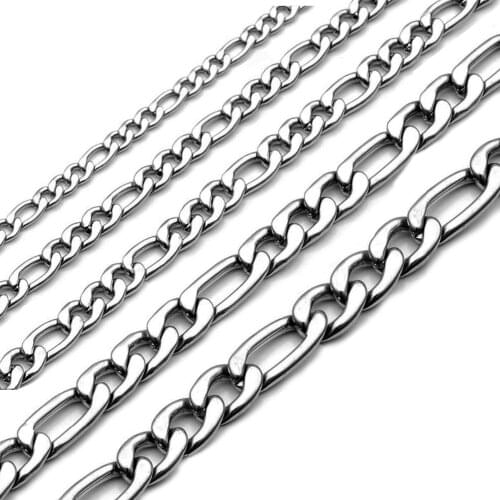 3 4.5 5.0 6.0 7.5mm 16-30 inch Wide Silver Figaro Chain 316 Stainless Steel Necklace Link Cable Rope Lobster Clasp for Men