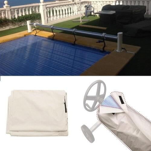 Swimming Pool Cover Solar Blanket Reel Protective Cover Waterproof Sun-screen Cover Beige