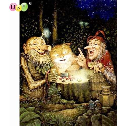 DPF DIY Dine together 5D home decor mosaic full square diamond painting cross stitch diamond embroidery Cartoon crafts Kits