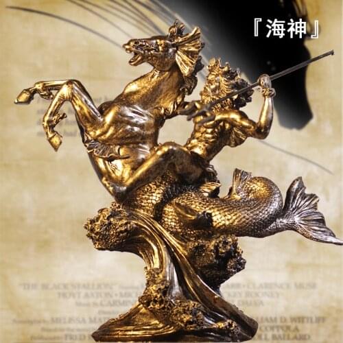 Ancient Greek Mythology Poseidon Warriors Crafts Sculpture Home Furnishing Statuette Office Decoration Poseidon Harvest God