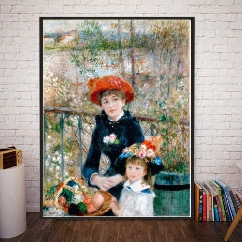 Two Sisters Auguste Renoir Canvas Painting Reproduction Famous Painting for Bedroom Office Decoration Wall Art Poster Print Art