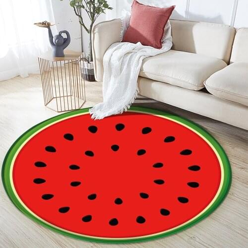 Watermelon Pattern Flannel Carpet Round Anti-Skid Area Floor Mat 3D Rug Non-slip Mat Dining Room Living Room Soft Bedroom Carpet