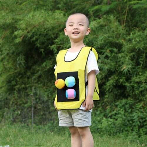 1Set Game Props Vest Sticky Jersey Vest Game Vest Waistcoat With 5 Sticky Ball Throwing Children Kids Outdoor Fun Sports Toy