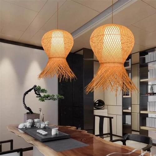 Country Handmade Bamboo Weaving Pendant Lights,Personality Restaurant Living Room Hanging Lamps Industrial Lighting Fixtures