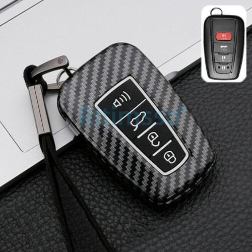 Carbon ABS Key Case For Toyota Camry CHR Corolla RAV4 Avalon Land Cruiser Prado Prius Remote Fob Cover 2 3 4 Btn 2018 2019 2020