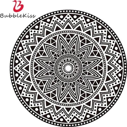Bubble Kiss Round Rug Black White Simple Geometry Carpets For Living Room Home Carpet Door Floor Mat Bedroom Decor Soft Area Rug