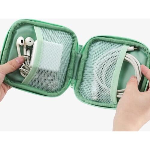 Hot! Creative Portable Double Layer Earphone Case USB Cable Storage Box