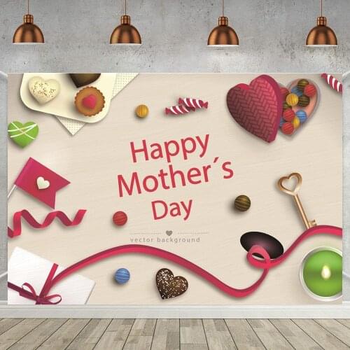 Love Mum Gift Envelope Board Photography Background Happy Mothers Day Room Decor Vinly Backdrop For Dinner Party Family Event