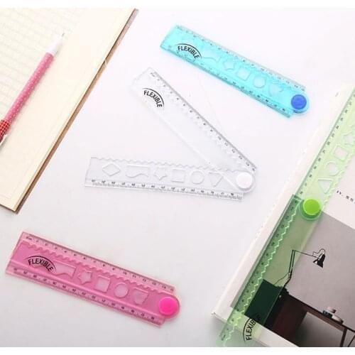 30cm Korean Flexible Folding Ruler Multifunction Plastic Drawing Rulers Office School Stationery Students Kids Gifts