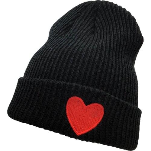 Fashion red Love Embriodery Beanies Women Skullies Knitted Hat Bonnet Cap Men Skiing Warm Caps