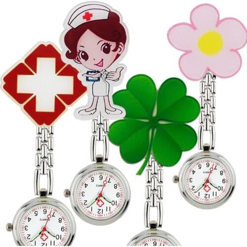 10pcs/lot Fashion 3D cartoon animal hospital ladies women mens nurse watches unisex doctor medical FOB pocket hang clip watches