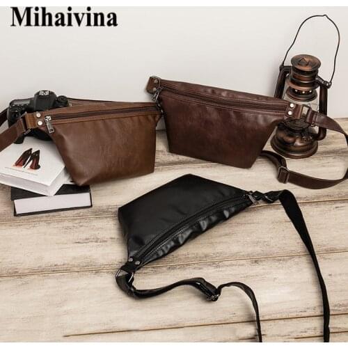 Mihaivina Men Waist Pack Chest Bag Pu Leather Luxury Funny Pack Belt Bags Women Waist Bag Casual Messenger Handbag Phone Bags