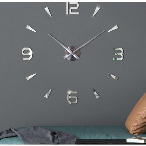 DIY 3D Large Wall Clock Modern Design Wall Sticker Clock 2020 New Home Decor Living Room Silent Acrylic Mirror Big Wall Clocks