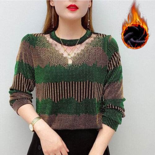 New 2021 Autumn Winter Woman Shirts Korean Fashion Slim Round Neck shirt Long Sleeve Bottoming Shirt Plus Size 5XL Y96