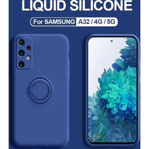 New Liquid Silicone Ring Stand Magnetic Case for Samsung A32 A 32 4G Ultra-Thin Camera Protection Case for Samsung Galaxy A32 5G