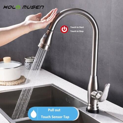 New Lead-Free Stainless Steel Touch Faucet Kitchen Sensitive Touch Control Faucet Mixer Tap Pull Out Sensor Kitchen Faucet