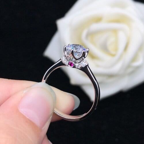 Genuine 0.5Ct 5.0mm D Color VVS1 Moissanite Engagement Ring AU585 14K White Gold Ring Wedding Jewelry