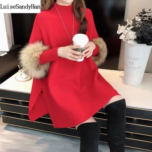 Autumn and winter new thick knitted sweater womens cloak shawl bat shirt pullover high neck loose top sweater poncho