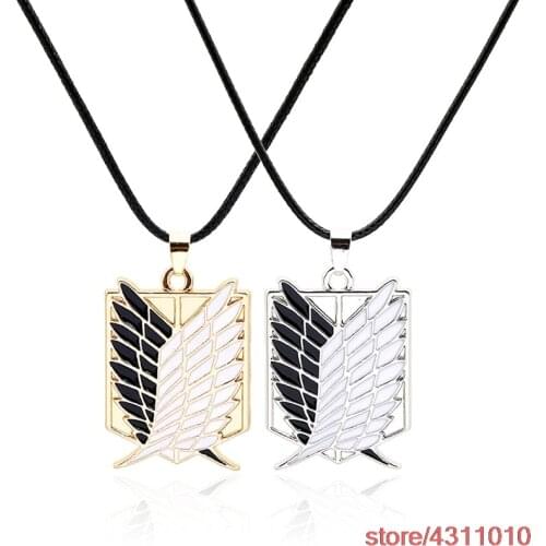 Fashion anime attack on titan pendant necklace scoating legion badge Jiyuu no Tsubasa necklace cosplay Eren Jager Mikasa Ackerma