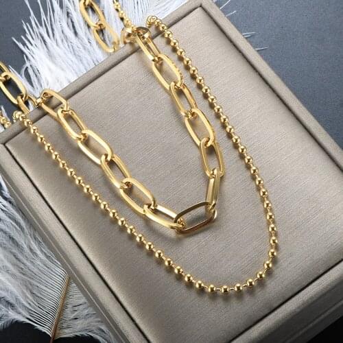 ZMFashion Simple Chain Double Clavicle High Quality Gold-plated Stainless Steel Titanium Steel Clavicle Necklace Jewelry Gift