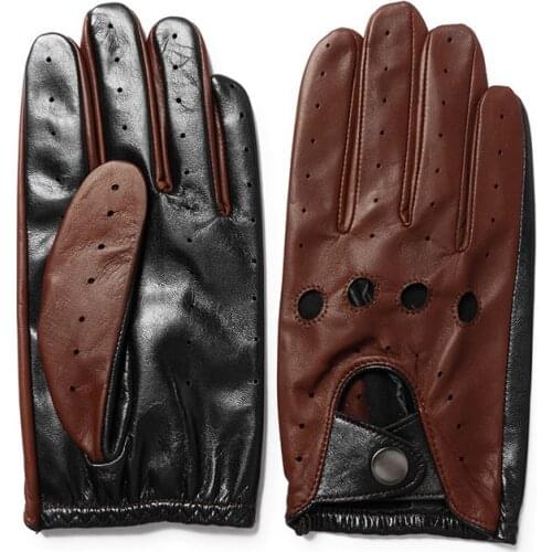 New Arrival Spring Men Leather Gloves Fashion Brand Male Goatskin Breathable Unlined Autumn Driving Gloves Sheepskin Mittens
