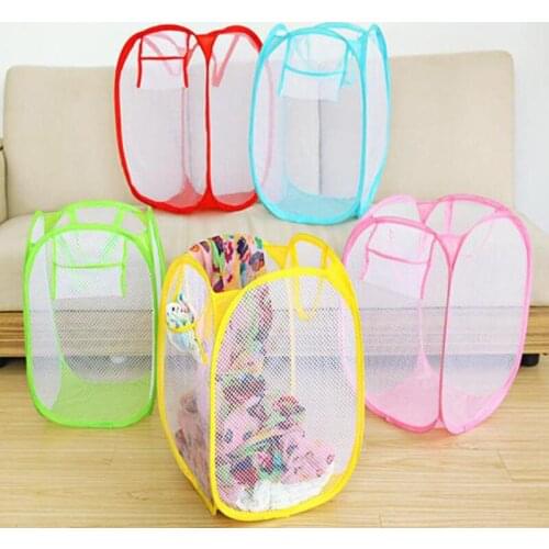 Portable Clothing Storage Supplies Foldable Mesh Laundry Basket Pop Up Washing Clothes Laundry Basket LX8208
