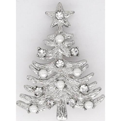 Clear Rhinestone Christmas tree Pin brooches C241