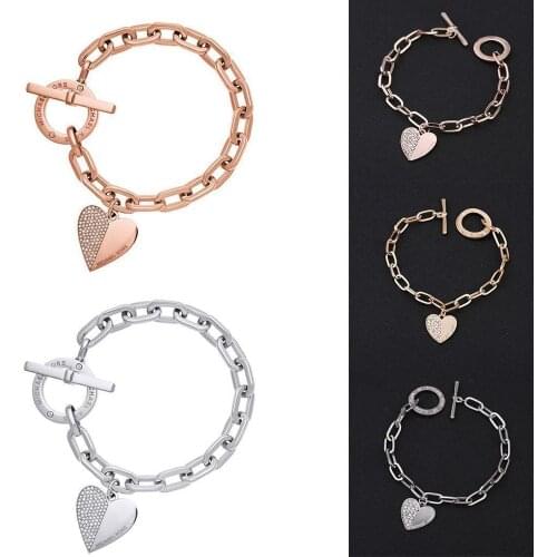 Rose Gold Alloy Bracelet With Heart Women Fashion Gift For Bracelets