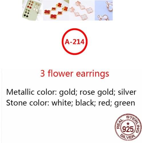 A214 S925 sterling silver earrings simple personality fashion style hypoallergenic three-flower four-leaf clover shape gift