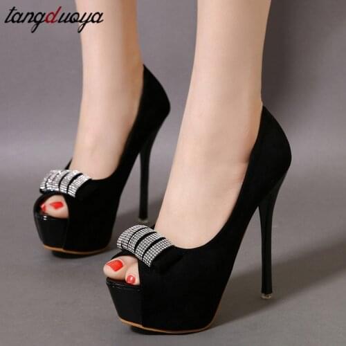 Rhinestone high heels women pumps platform sandals sexy high heel stilettos shoes for women peep toe shoes woman heels