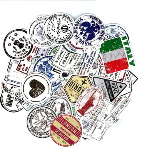 TD ZW 60pcs/lot Creative Postmark Stamp Style Stickers of Popular City Paris New York London Rome For Luggage Suitcase Car Decal