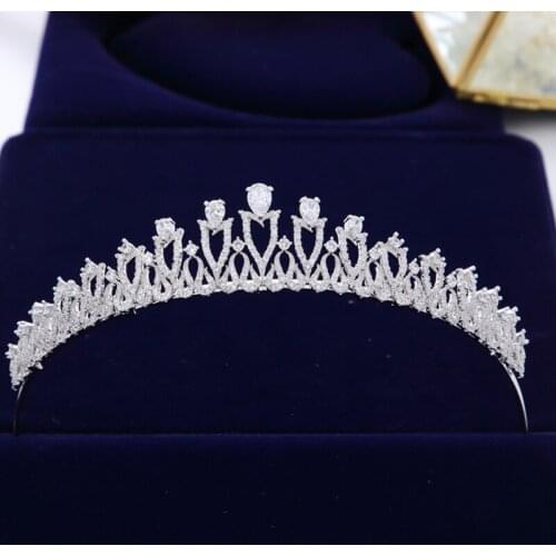 Fashion Brides European Tiara Hairbands Evening Zircon Crystal Hair Accessories Wedding Hair Jewelry High Quality