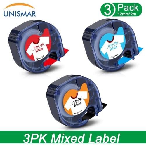 Unismar 18769 18773 18777 Fabric Iron on Clothes Label Tapes Compatible DYMO LT for Letratag LT-100H 110T QX50 2000 Printer