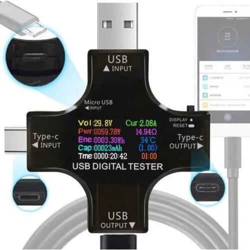 USB 3.1 Type-C USB Tester DC Digital Voltmeter Amperimetor Voltage Current Meter Ammeter Detector Power Bank Charger Indicator