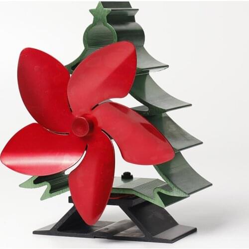 Christmas Tree Stove Fan Efficient 5 Blade Fireplace Fan Portable Eco Friendly Burner Heat Powered Stove Fan Home Energy Saving