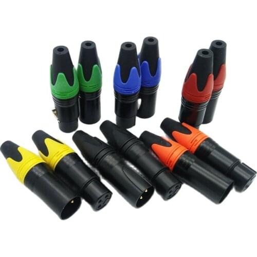 Colour XLR connector 3pin speaker connector male and female microphone plug colour mic connector Gold plating 10pcs/lot