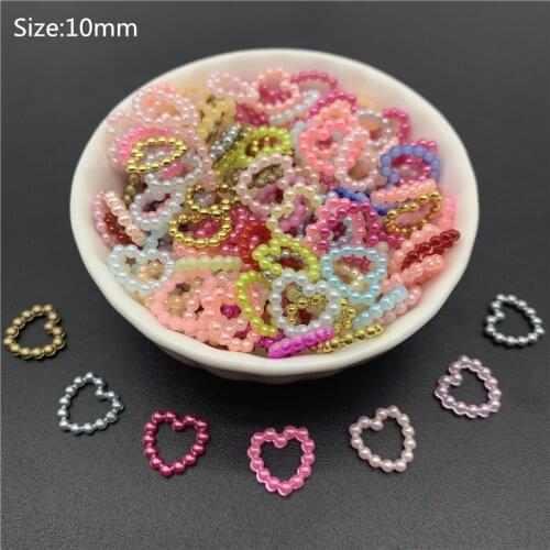 100pcs 10mm Acrylic Beads Heart Shape Imitation Pearls Flatback For Art Scrapbooking Decoration Beads For Jewelry Making