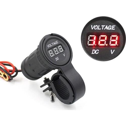 12/24V Motorcycle handlebar voltmeter waterproof voltmeter power supply voltage display Red LED digital display