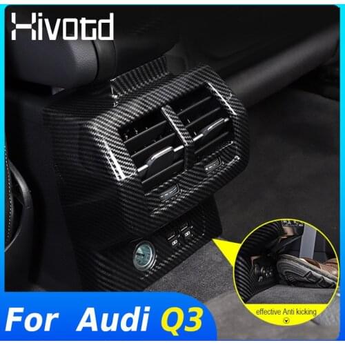 Hivotd For Audi Q3 F3 2020 2019 Accessories Car Rear Armrest Air Condition Outlet Trim Cover Air Vent Frame Interior Decoration