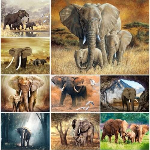 DIY 5D Diamond Painting Full Square Elephant Cross Stitch Embroidery Diamond Mosaic Animals Picture of Rhinestones Decor Gift
