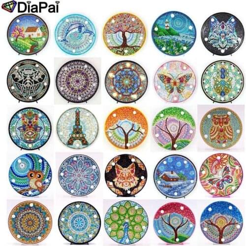DiaPai Diamond Painting LED Lamp Light Mandala 5D Diamond Embroidery Landscape Rhinestones DIY Diamond Christmas Halloween Gift