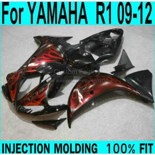 Free shipping fairings For YAMAHA R1 2009 2010 2011 2012 2013 Fairings ( red flame ) yzfr1 Injection Fairing kit XP58