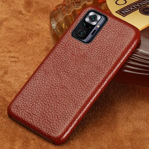 Genuine Litchi Grain Leather Case for Xiaomi Redmi Note 10 Pro 9 8 pro 9s 7 Cover For Mi 10 11 Ultra 10T Lite 9T Poco X3 Pro F3