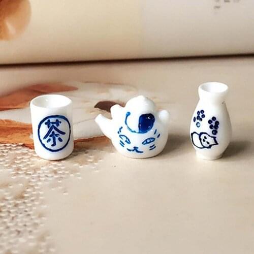 Children Education Toys For Kids Toys Gift Simulation Mini Pretend Play Resin Shochu Bottle Tea Cup Teapots Set for Photo Props