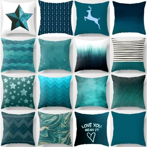 2020 New Green Teal Blue Geometric Cushion Cover Modern Nordic Simple Pillowcase Livingroom Bedroom Sofa Decorative Pillow Cover